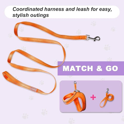Cat Harness and Leash Set,Escape Proof Kitten Harness,Step in Adjustable Soft Lightweight,Easy Control,Reflective Strips Comfortable for Walking Travel(Orange,XXXS)