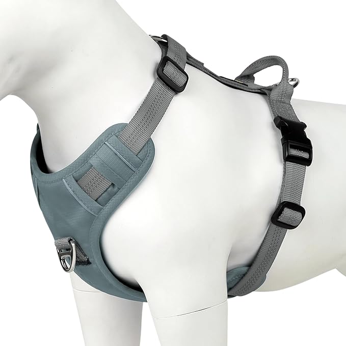 Plutus Pet No Pull Dog Harness, Reflective Adjustable Dog Vest Harness with Handle, Escape Proof, Soft Padded for Small Medium Large Dogs (Gray, L)