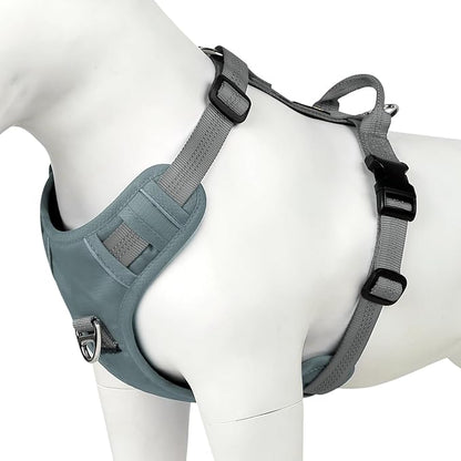 Plutus Pet No Pull Dog Harness, Reflective Adjustable Dog Vest Harness with Handle, Escape Proof, Soft Padded for Small Medium Large Dogs (Gray, L)