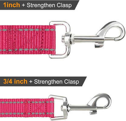Joytale Double-Sided Reflective Dog Leash, 4 FT, Padded Handle Nylon Heavy Duty Leashes for Small & Medium Dogs Walking, Hotpink