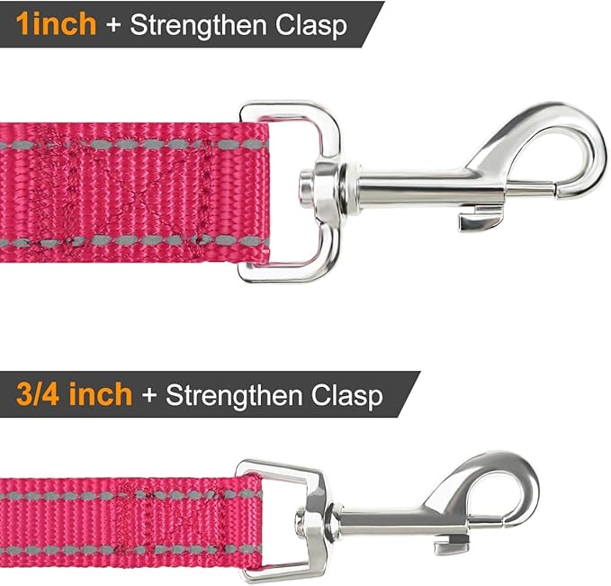 Joytale Double-Sided Reflective Dog Leash, 4 FT, Padded Handle Nylon Heavy Duty Leashes for Medium & Large Dogs Walking, Hotpink