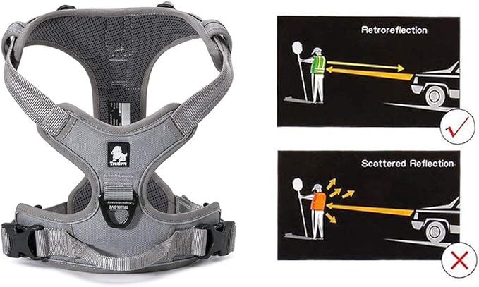 JUXZH Truelove No Pull Dog Harness with Easy Control Handle and 2 Leash Attachments,Reflective Adjustable Pet Vest
