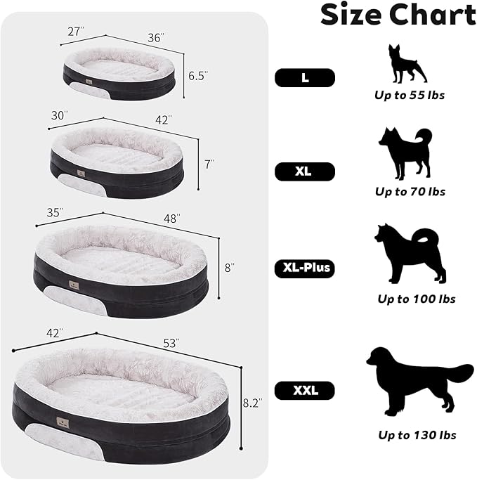 PetFun Orthopedic Dog Bed Couch for Large Sized Pets with Egg Foam Support, Four-Sided Bolster Cushions, Soft Tear-Resistant Fabric, and Removable Machine Washable Plush Cover