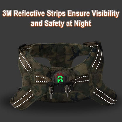 Dog Harness Step in Dog Vest Harness, Reflective Adjustable Puppy No Pull Harness Breathable Soft for Small and Medium Dogs Cats, Camo, XXS