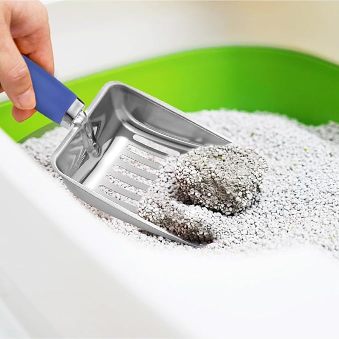 Apidgrowth Cat Litter Scoop -Stainless Steel Metal Cat Litter Scoop-Sturdy Mesh Scooper - Mesh Shovel-Easy to Clean - Suitable for Cat Litter Box -Navy Blue