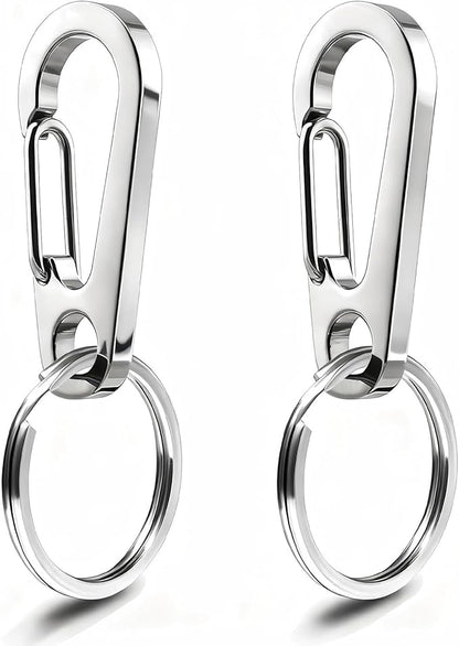 Dog Tag Clips / 2 Pack/Multiple Size 304 Stainless Steel Quick Clip with Rings/Easy Change Dog Cat ID Tag Holder for Small pet Collars and Harnesses.(2 Medium Silver)