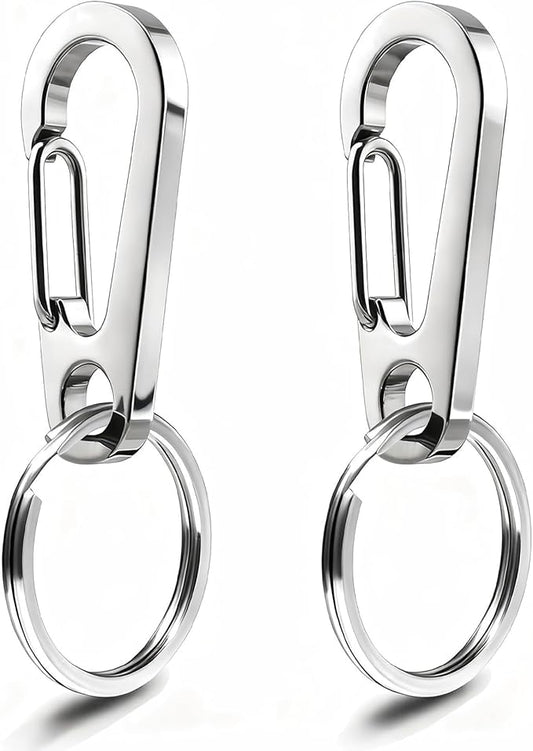 Dog Tag Clips / 2 Pack/Multiple Size 304 Stainless Steel Quick Clip with Rings/Easy Change Dog Cat ID Tag Holder for Small pet Collars and Harnesses.(2 Medium Silver)