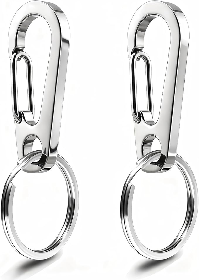 Dog Tag Clips / 2 Pack/Multiple Size 304 Stainless Steel Quick Clip with Rings/Easy Change Dog Cat ID Tag Holder for Small pet Collars and Harnesses.(2 Small Silver)