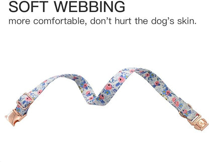 Metal Buckle Dog Collar, Durable Adjustable Dog Collar Soft for Small Medium Large Dogs (L(15-23in), Flower2)