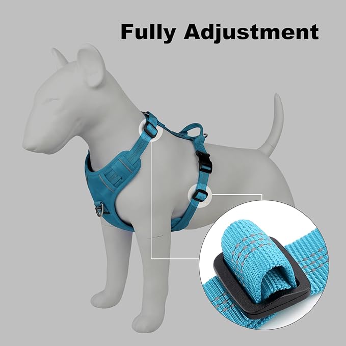Plutus Pet No Pull Dog Harness, Reflective Adjustable Dog Vest Harness with Handle, Escape Proof, Soft Padded for Small Medium Large Dogs (Light Blue, S)