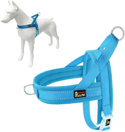 Plutus Pet No Pull Dog Harness with Breathable Mesh Padded, Adjustable Reflective Escape Proof Dog Harness, Quick Fit Dog Vest Harness for Small Medium Large Dogs(M, Cyan)