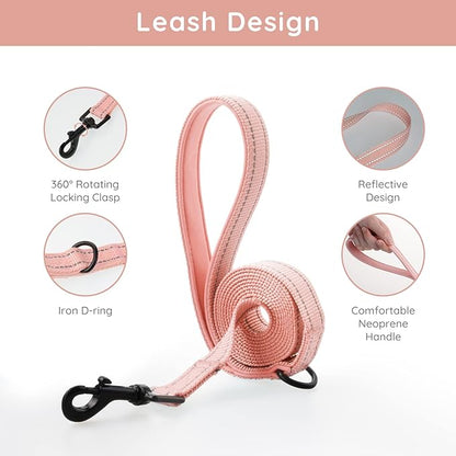 BELLA & PAL Step in Vest Harness for Small and Medium Dogs, No Pull Small Dog Harness with Leash Set, Comfortable Air Mesh Dog Vest Harness with Reflective Strip (Coral Pink, XS)