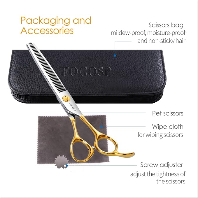 Dog Thinning Shears for Grooming 36 Teeth 6.5" Dog Blending Shears for Grooming Small Medium Dogs Professional Pet Thinners Blenders Scissors for Right Groomer(Blender, Gold)