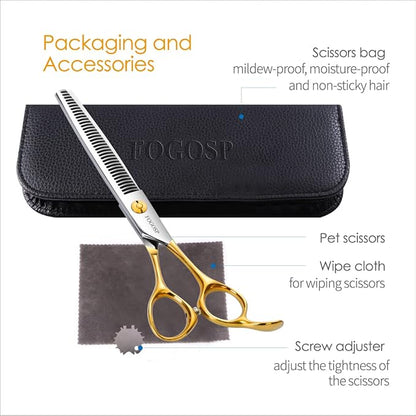 Dog Thinning Shears for Grooming 36 Teeth 6.5" Dog Blending Shears for Grooming Small Medium Dogs Professional Pet Thinners Blenders Scissors for Right Groomer(Blender, Gold)