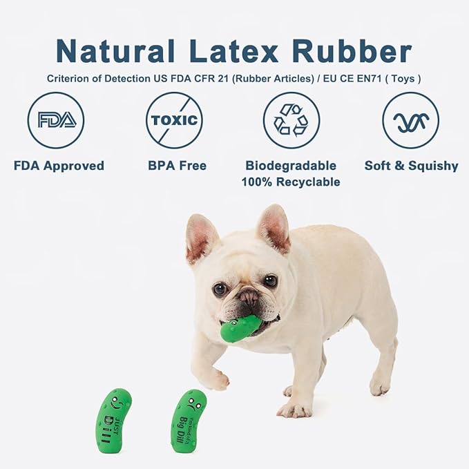Pawdoer Squeaky Dog Toys, Soft Latex Rubber Squeaky Ball for Small Dogs Puppies, Cute Bounce Squeak Crunchy Pickle Pet Dog Toy