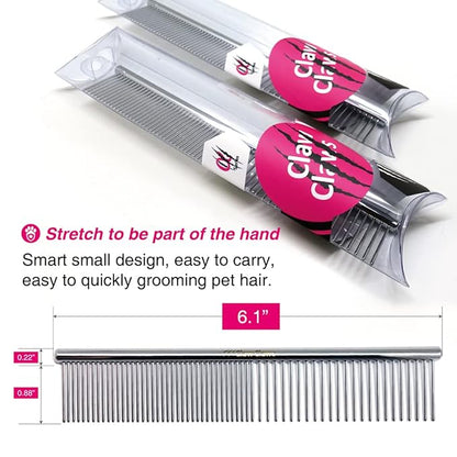 Claw Claws 6.1" Comb with Rounded Ends Spine, Pet Comb for Professional Groomer Tool, for Short to Medium Haired Dog, Cat and other pets.