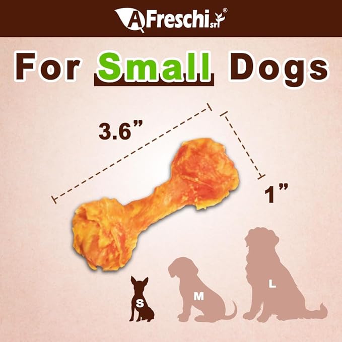 A Freschi srl Turkey Tendons for Dogs, USA-Sourced, Healthy Dog Treats, Rawhide-Free Puppy Chews, Long Lasting, All Natural, Hypoallergenic Dog Treats for Small Breeds, 8 oz Pack Bone (S)