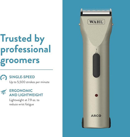 Wahl Professional Animal Arco Pet, Dog, Cat, and Horse Cordless Clipper Kit, Champagne (8786-452)