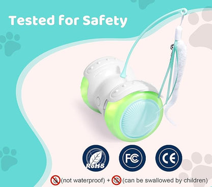 ZeLing HTL Remote Control Cat Toy with Auto Mode - Interactive Cat Toy Feather for Indoor, Moving Cats Catnip Toys & LED to Keep Bored Cats Active & Entertained