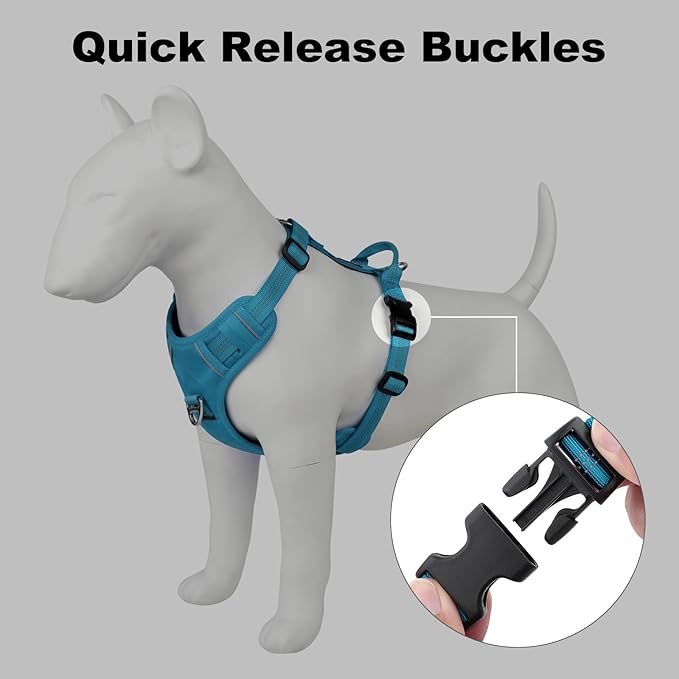 Plutus Pet No Pull Dog Harness, Reflective Adjustable Dog Vest Harness with Handle, Escape Proof, Soft Padded for Small Medium Large Dogs (Light Blue, S)