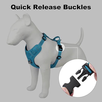 Plutus Pet No Pull Dog Harness, Reflective Adjustable Dog Vest Harness with Handle, Escape Proof, Soft Padded for Small Medium Large Dogs (Light Blue, L)