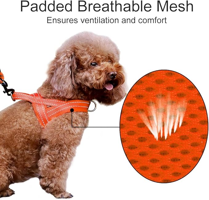 Plutus Pet No Pull Dog Harness with Breathable Mesh Padded, Adjustable Reflective Escape Proof Dog Harness, Quick Fit Dog Vest Harness for Small Medium Large Dogs(XXS, Orange)