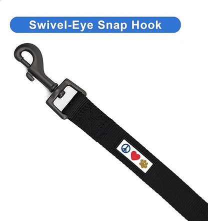 Pawtitas Personalized 6 ft Black Dog Leash XXS/Cat Custom Name and Phone Embroidery Strong Nylon Leash for Small Breeds