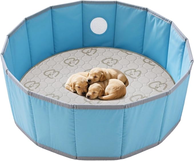 FXW Washable Pee Pads for Dogs, Leak-Proof & Non-Slip, Specifically Designed for Whelping Box, 47" Round, Khaki, 1 Pack