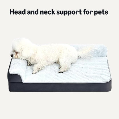 Amazon Basics Washable L-Shaped Dog Bed for Small Dogs, Anti-Slip Pet Sofa Bed for Indoor Dogs, Crate Bed, 24x18x6.5 Inches, Gray, Extra-Small