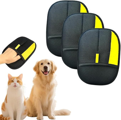 CAIBAO Electrostatic Pet Hair Removal Gloves: Quick Wiping - Reusable & Washable for Sofa Clothing Pet Beds Effortless Cats & Dogs Hair Remover for Busy Pet Owners (3pcs-Black)