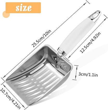 Apidgrowth Cat Litter Scoop - Stainless Steel Metal Cat Litter Scoop-Sturdy Mesh Scooper - Mesh Shovel-Easy to Clean - Suitable for Cat Litter Box -Grey White-Christmas