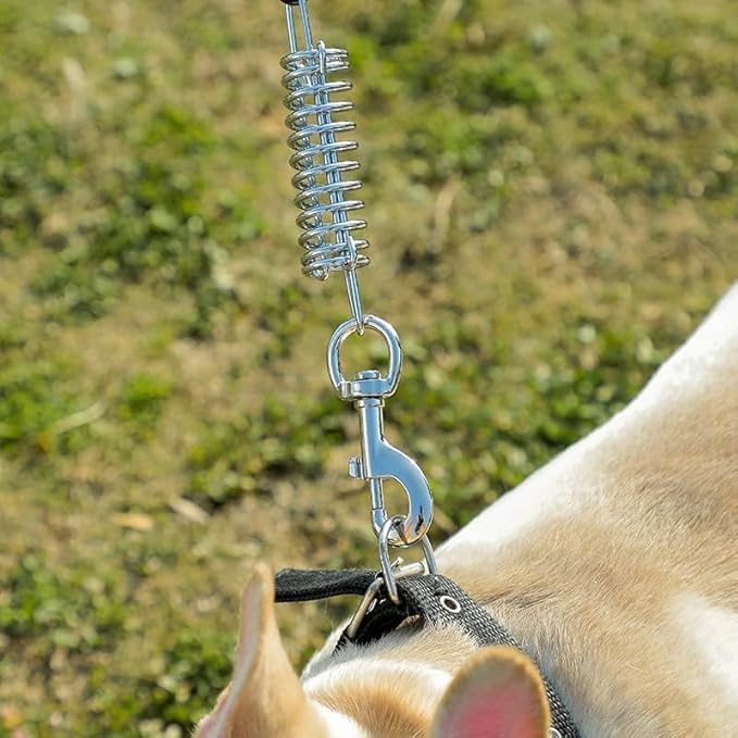 Tie Out Cable for Dog,25FT Dog Leads with Swivel Hook and Shock Spring,Heavy Duty Tie Out Cable for Large Dogs Up to 125lbs,Durable Dogs Runner Tether Line for Outdoor,Yard