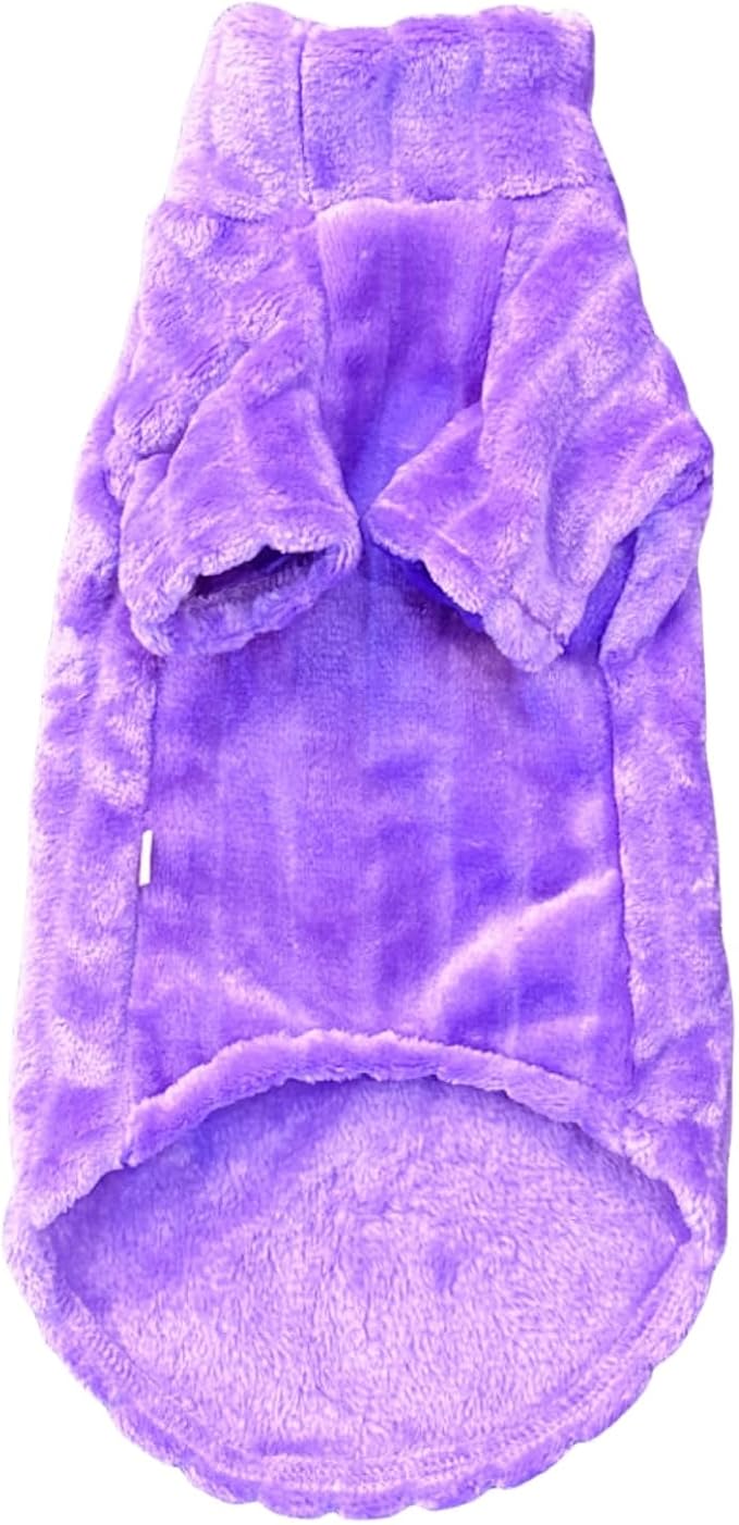Turtleneck Sweater for Sphynx Cat Soft Coral Fleece Cat Clothes Thick Winter Warm Outfit Coat for Hairless Cats and Small Dogs Apparel with Sleeves (Purple, XL (9-13 lbs))