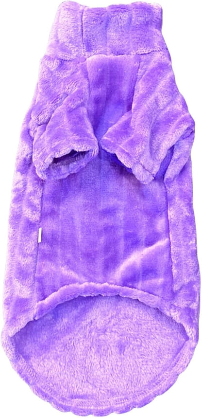 Turtleneck Sweater for Sphynx Cat Soft Coral Fleece Cat Clothes Thick Winter Warm Outfit Coat for Hairless Cats and Small Dogs Apparel with Sleeves (Purple, L (7-8.5 lbs))