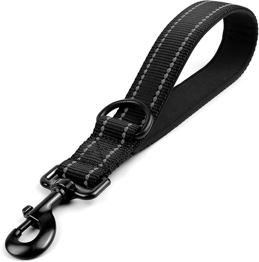 Joytale Strong Short Dog Leash 1FT, 1.2 Inch Wide, Heavy Duty, Padded Handle for Traffic Control, Reflective Leash for Medium and Large Dogs Walking Training, Black