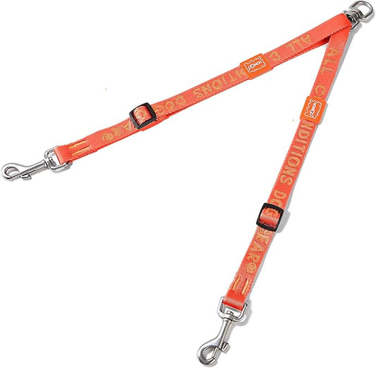 HOWGO Double Dog Leash, No Tangle 360° Swivel, Adjustable Two Padded Handles, Double Clip Dog Leash Coupler Splitter for 30~150 lbs Large and Medium Breeds (Orange, 4/5'' x 0.9 FT, Std)