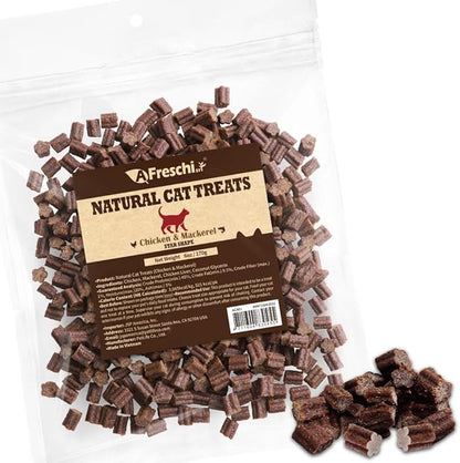 A Freschi srl Healthy Cats Treats, Snacks for Indoor Cats, Omega 3 for Skin and Coat, Training Treats with High Protein, All Natural, Grain Free, Chicken & Mackerel, Star Shape, 6 oz