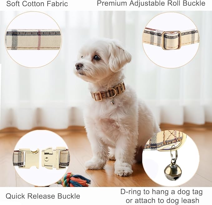 Yizepet Dog Collar and Leash- Adjustable pet Collar for Dogs with Metal Buckle Collar, Stylish Pattern for Small Medium or Large Boy and Girl Dog and Cat