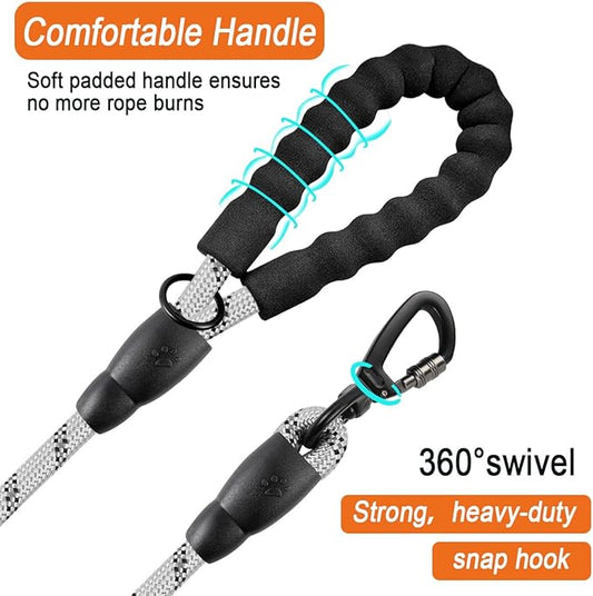BARKBAY Dog Leashes for Large Dogs Heavy Duty Dog Leash 4/5/6 FT with Comfortable Padded Handle and Highly Reflective Threads for Medium Large Dogs Walking Training Running (4FT-1/2'',Gray)