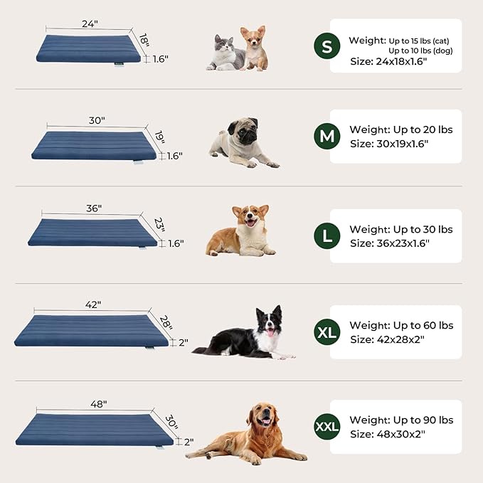 BALANCE Dog Crate Bed, Orthopedic Dog Bed Pad with Waterproof Liner, Washable Crate Foam Pet Mat for Large, Medium, Puppy Dogs Breeds, Mint Leaf, 36“x23”x1.6“