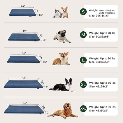 BALANCE Dog Crate Bed, Orthopedic Dog Bed Pad with Waterproof Liner, Washable Crate Foam Pet Mat for Large, Medium, Puppy Dogs Breeds, Powder Blue, 30"x19"x1.6"