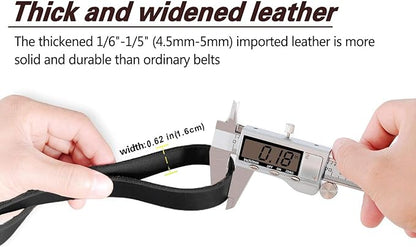 LWBMG Black Leather Dog Leash 6ft x 5/8", Heavy Duty Dog Leash, Strong Sturdy Genuine Leather Dog Leash, Soft Braided Leather Leash for Large, Medium and Small Dogs Training