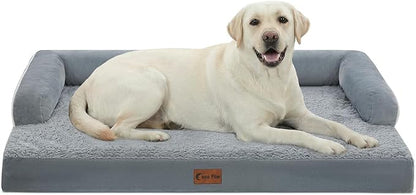 Casa Paw Orthopedic Dog Beds for Extra Large Dogs, Waterproof Egg Crate Foam XL Dog Bed with Sides 45x35Inch, Big Dogs Couch Beds with Removable Washable Cover and Nonskid Bottom, Grey