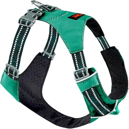 Tuff Pupper All-Day Wear Dog Harness | for Walking, Trail Running, Hiking | Front & Back Leash Clips | Reflective Trim | Easy On/Off Buckles | Lightweight Breathable | No Pull Design (XXS, Teal)