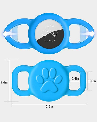 Dynmeow Dog Cat Collar Holder Compatible with Airtag, Anti-Lost Silcione Holder for 3/8 and 5/8 Inch Wide Collars, Blue, S(1 Pack)