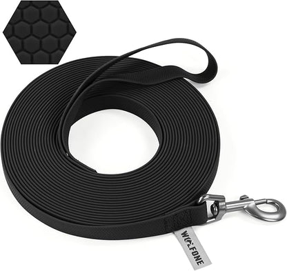 Wolfone 15m Black Heavy Duty Robust Training Dog Leash with Anti-Slip Handle，Waterproof Long Dog Leash for Outdoor Activities