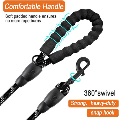 BARKBAY Dog Leashes for Large Dogs Heavy Duty Dog Leash 4/5/6 FT with Comfortable Padded Handle and Highly Reflective Threads for Medium Large Dogs Walking Training Running (6FT-1/2'',Black)