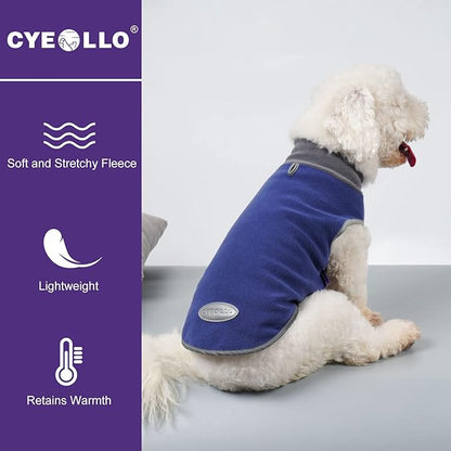 cyeollo 2 Pack Dog Sweater Fleece Reflective Doggy Sweatshirt Pullover Stretchable Warm Dog Vest with Leash Hole Winter Dogs Clothes for Small Puppy Dogs Size S