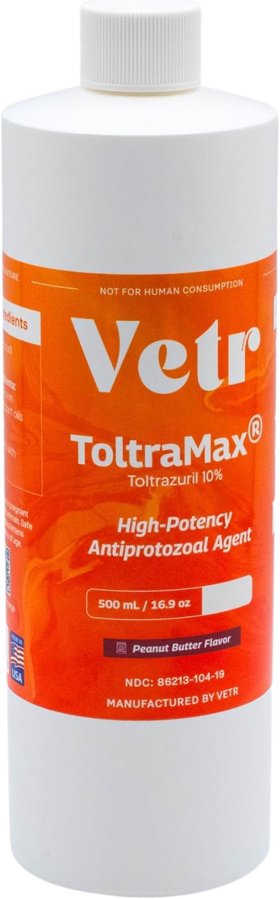 ToltraMax Toltrazuril 10.0% for Horses, Dogs, Cats, 500mL/16.9 Ounce, for Non-Food Chain Animals, Peanut Butter