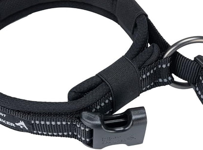 EXCELLENT ELITE SPANKER Reflective Dog Collar Classic Soft Padded Breathable Nylon Adjustable Pet Collar with Quick Release Buckle for Boy Girl Male Female Small Medium Large Dogs Training(Black-XL)